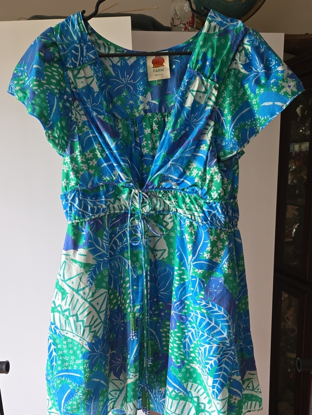 FARM Rio Blue & Green Tropical Drawstring Tunic